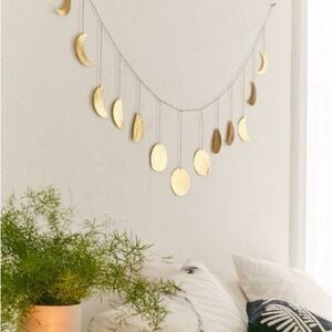 Urban Outfitters Gold Hammered Metal Moon Phase Cycle Banner String